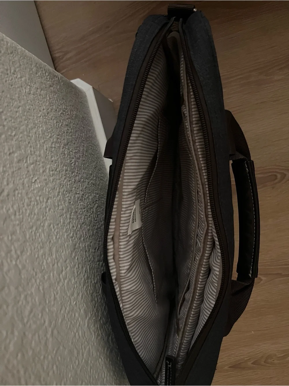 Men's Dark Gray Laptop Briefcase with Leather Accents